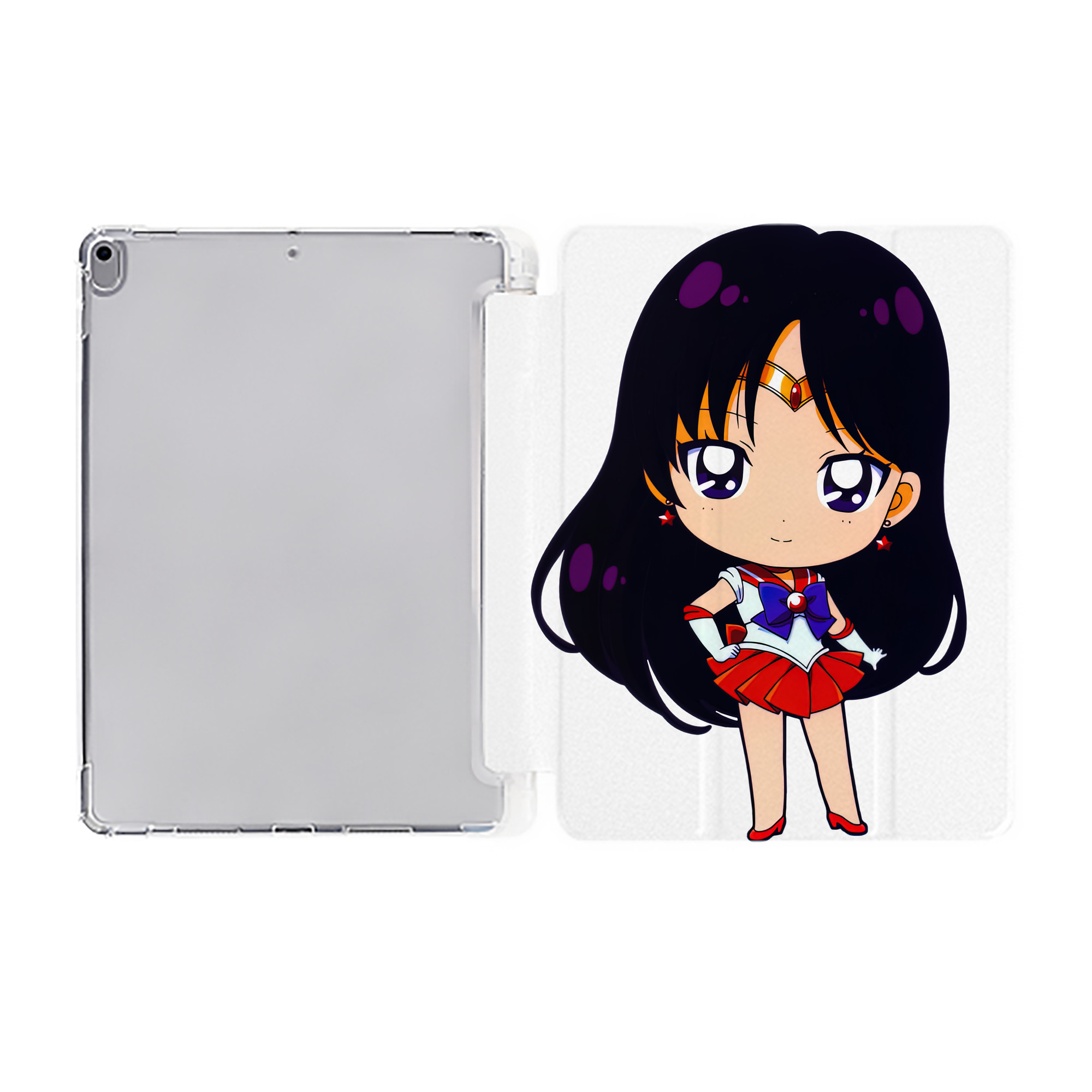 （画像用） 美少女戦士セーラームーン 火野レイ ひの レイ Sailor Moon Hino Rei （セーラーマーズ,Sailor Mars） IPad ケース ペン収納付き 三つ折りスタンド PUレザー×シリコン 対応機種9.5/10.5/10.9インチ